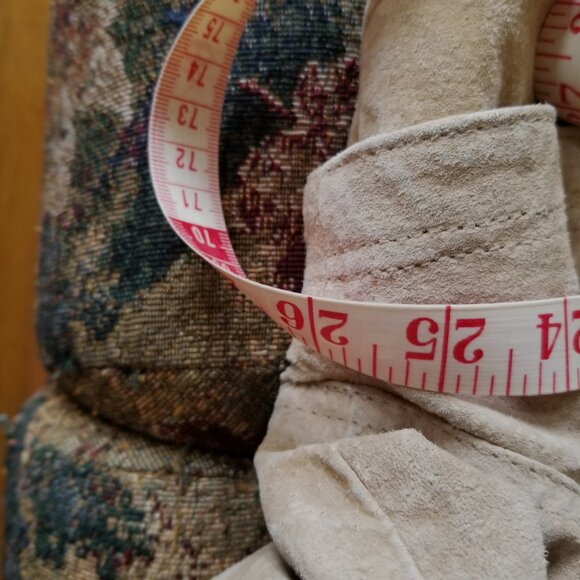 Vintage 80s, suede leather coat, fur fabric lined hood, XL by Weather Spirits - Picture 14 of 15